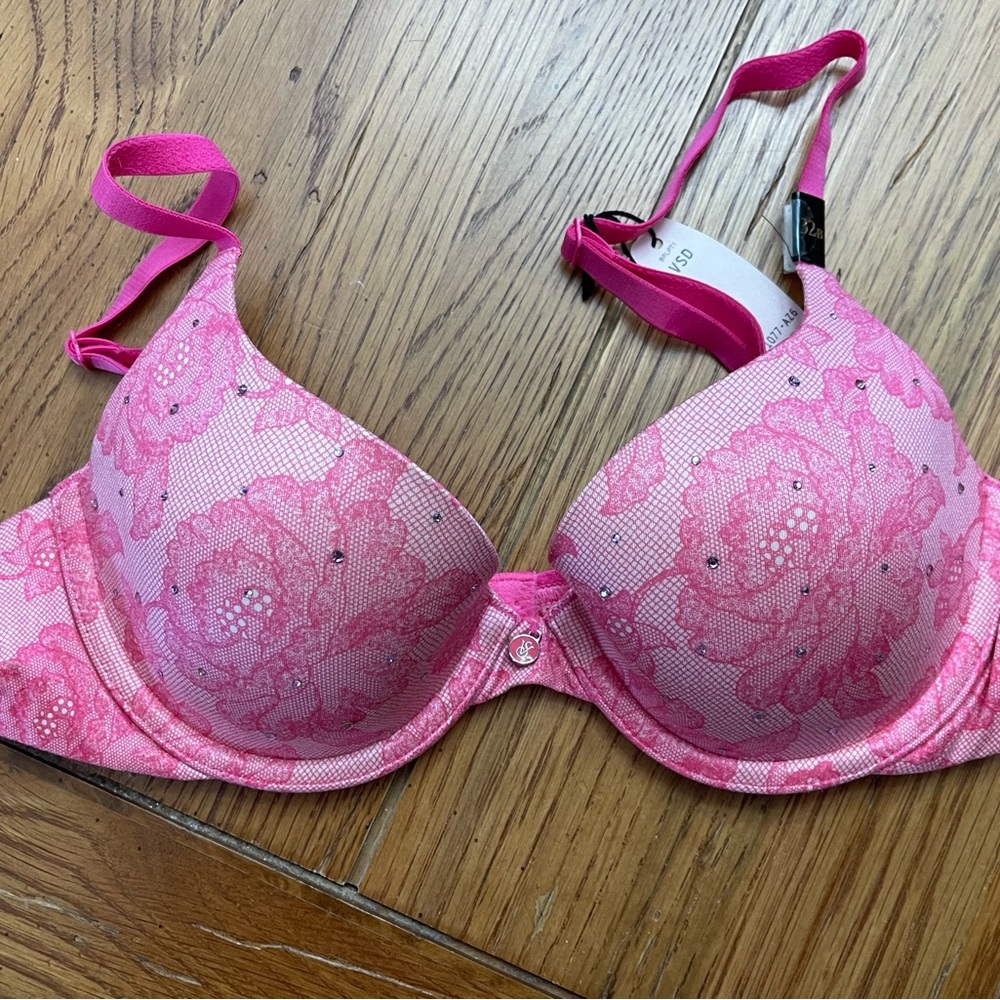 Pink Floral Women's Bra